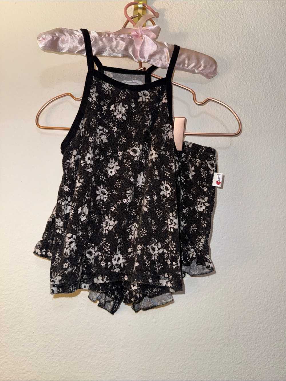 T2love Black and White Floral Girls Matching Set